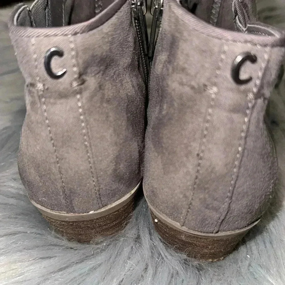Circus by Sam Edelman 8.5 Preston Grey Faux Suede Stacked Heel Ankle Boots - Picture 12 of 13